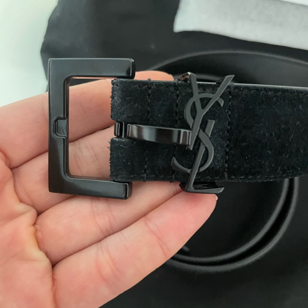 ✨ Saint Laurent (YSL) Black Suede Belt – Size 90cm – Excellent Condition ✨